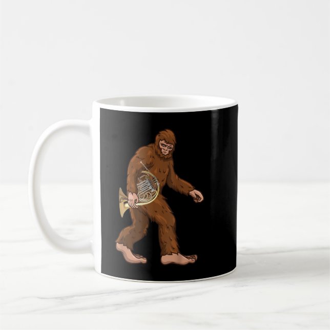 Bigfoot Playing French Horn Player Musician Funny  Kaffemugg (Vänster)