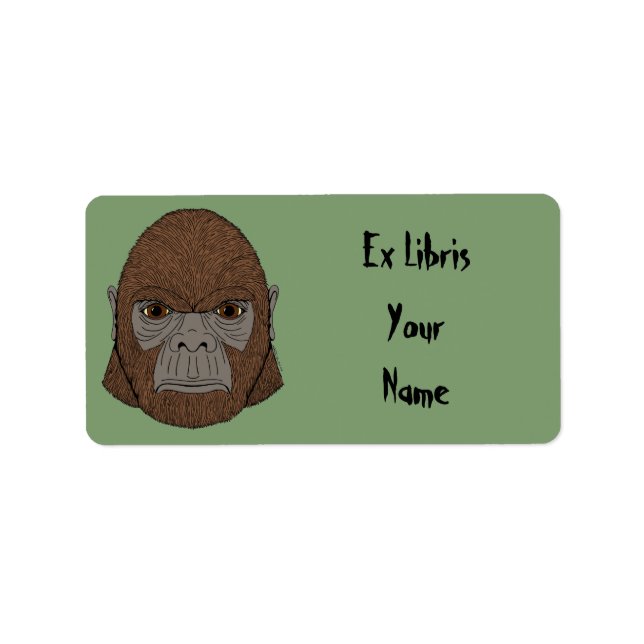 Bigfoot Porträtt 1 (Ape-like)-bokskylt Adressetikett (Framsidan)