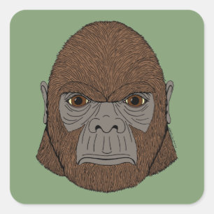 Bigfoot Porträtt 1 (Ape-like) Fyrkantigt Klistermärke