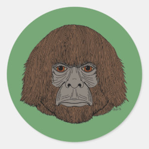 Bigfoot Porträtt 2 (människa-lik) Runt Klistermärke