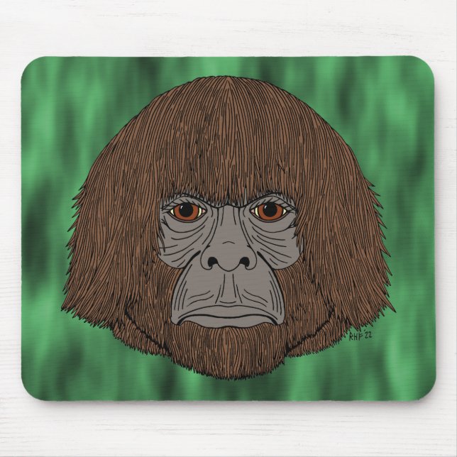 Bigfoot Porträtt 2 (människoliknande) musknapp Musmatta (Framsidan)