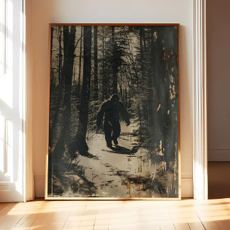 Bigfoot Poster Art Print, Scary Wall Art Painting
