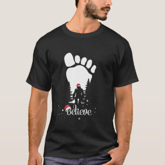 Bigfoot print Yeti Tro Santa Christma T Shirt