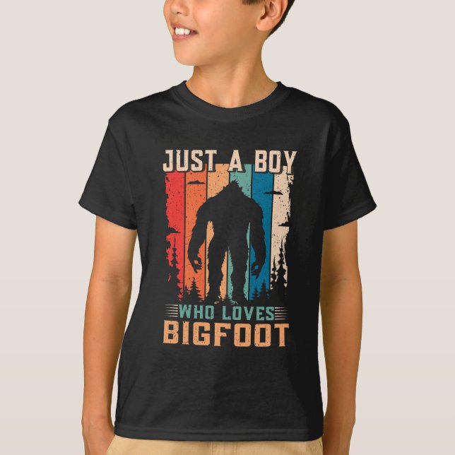 Bigfoot-retro T-shirt för män, kvinnor, pojkar, ba (Framsida)