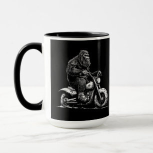 Bigfoot Riding A Motorcle Bike Funny Sasquatch M Mugg