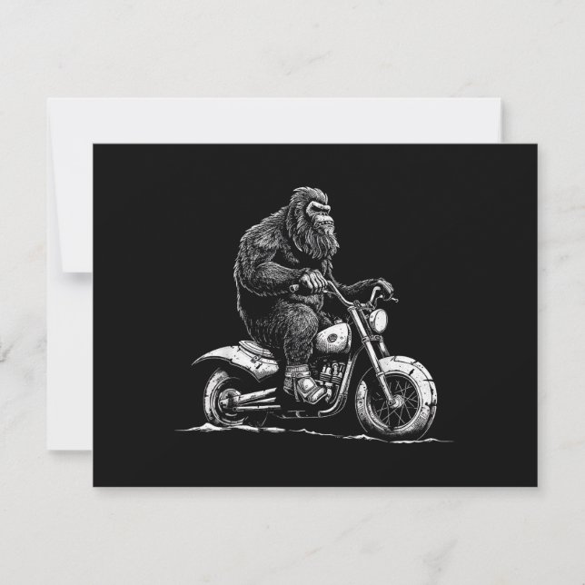 Bigfoot Riding A Motorcle Bike Funny Sasquatch M Spara Datumet (Framsida)