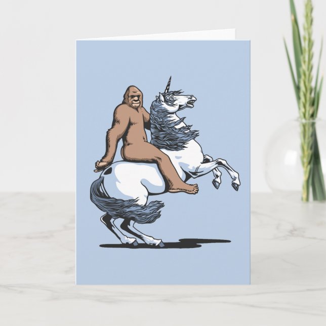 Bigfoot Riding a Unicorn Kort (Framsida)