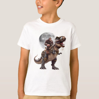 Bigfoot Riding Dinosaur Funny Sasquatch T Shirt