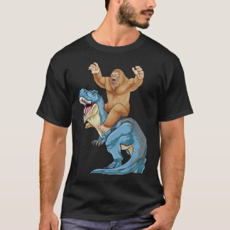 Bigfoot Riding Dinosaur T Rex Cute Sasquatch Dino Shirt