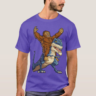 Bigfoot Riding Dinosaur T Rex Funny Manar Boys Sas Shirt