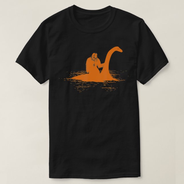 Bigfoot Riding Loch Ness Monster Cute Sasquatch Gi T Shirt (Design framsida)