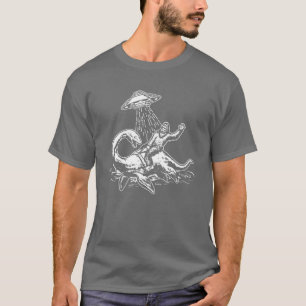 Bigfoot Riding Loch Ness Monster Funny UFO Sasquat T Shirt