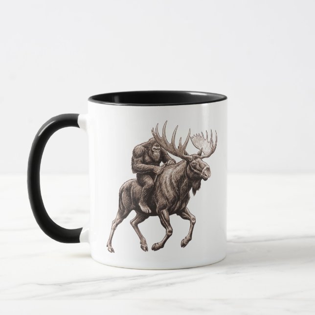 Bigfoot Riding Moose  Mugg (Vänster)