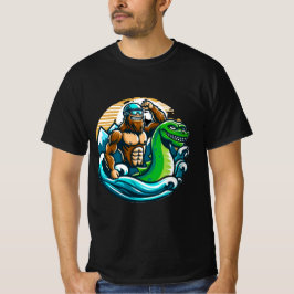 Bigfoot Riding Nessie T Shirt