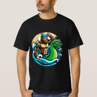 Bigfoot Riding Nessie T Shirt