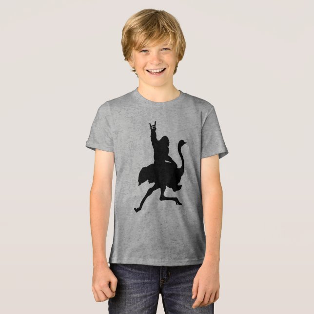 Bigfoot Riding Ostrich T Shirt (Framsida Full)
