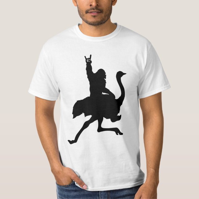 Bigfoot Riding Ostrich T Shirt (Framsida)
