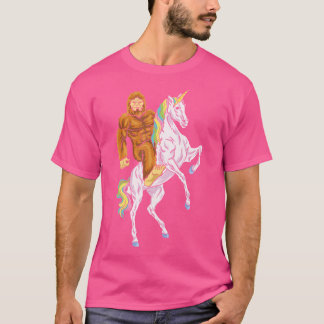 Bigfoot Riding Unicorn tror på dig Yeti Sasquat T Shirt
