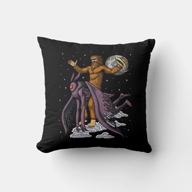 Bigfoot Ridning Mothman Kudde (Framsida)