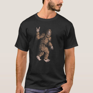 Bigfoot Rock and roll Sasquatch Hand Symbol Believ T Shirt