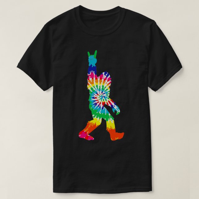 Bigfoot Rock and roll Tie Dye Sasquatch Believer T Shirt (Design framsida)