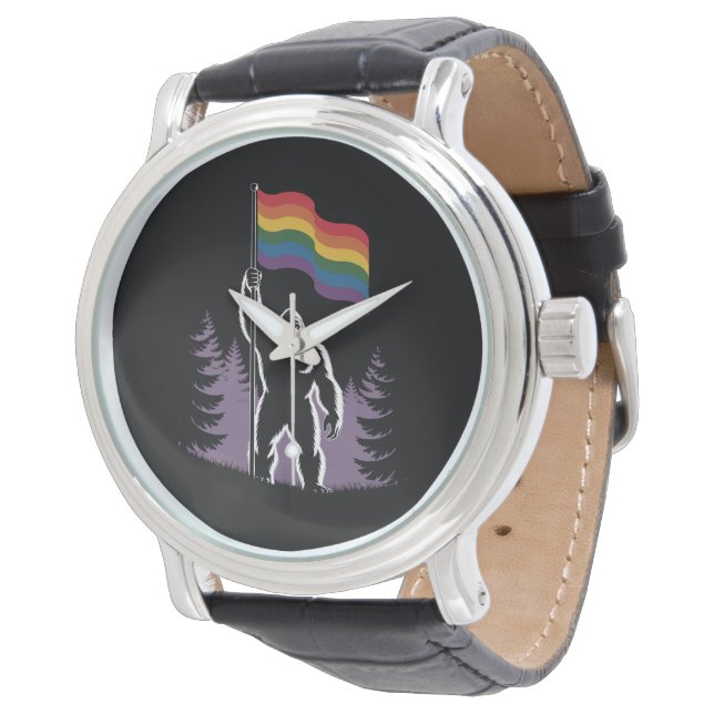 Bigfoot Rock On HBTQ Progressiv Ny Prideflagga  Armbandsur (Vinklad)