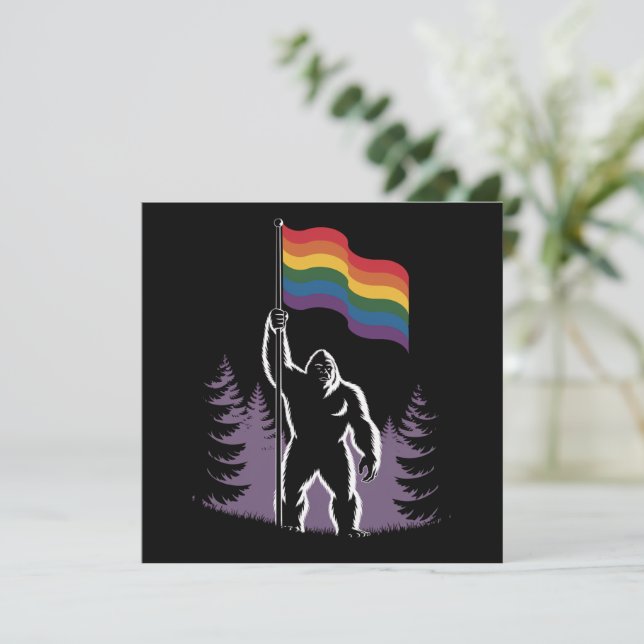 Bigfoot Rock On HBTQ Progressiv Ny Prideflagga  Inbjudningar (Stående Fram)