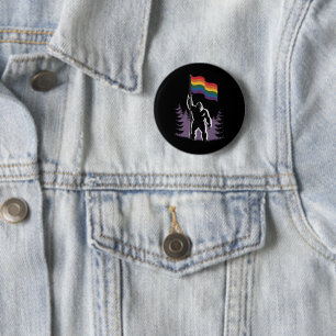 Bigfoot Rock On HBTQ Progressiv Ny Prideflagga Knapp