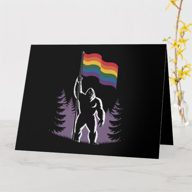 Bigfoot Rock On HBTQ Progressiv Ny Prideflagga  Kort (Gul blomma)