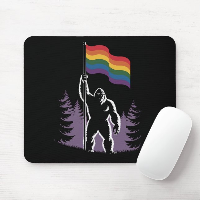 Bigfoot Rock On HBTQ Progressiv Ny Prideflagga  Musmatta (Med mus)