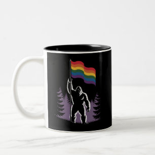 Bigfoot Rock On HBTQ Progressiv Ny Prideflagga Två-Tonad Mugg