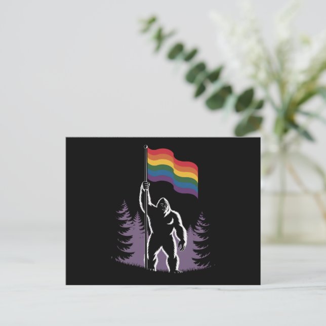 Bigfoot Rock On HBTQ Progressiv Ny Prideflagga  Vykort (Stående Fram)