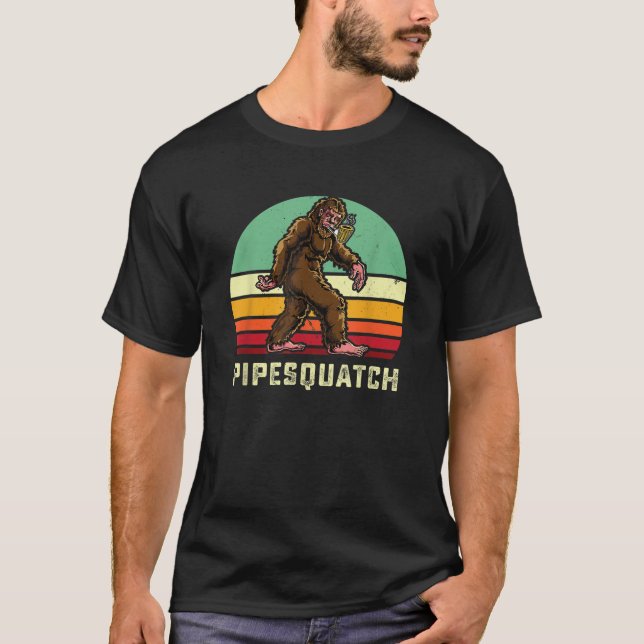 Bigfoot-rökning Sasquatch Briar Tobacco Pipe T Shirt (Framsida)
