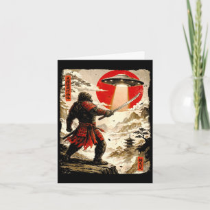 Bigfoot-samuraj ufo ukiyo-e japansk konst vintage kort