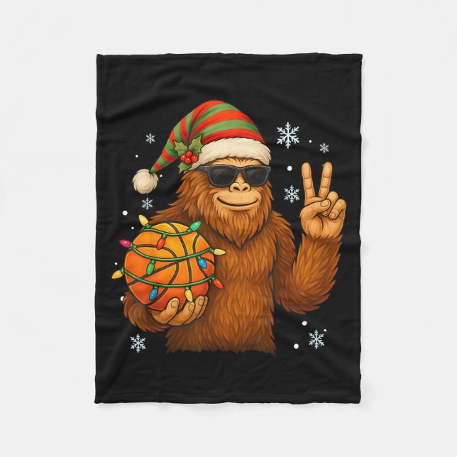 Bigfoot Santa Basketball Christmas  Fleecefilt (Framsidan)