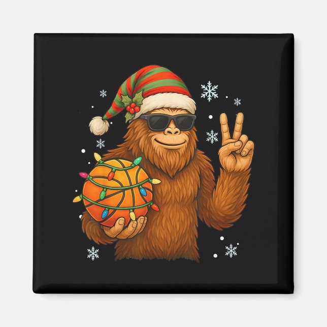Bigfoot Santa Basketball Christmas  Magnet (Framsidan)