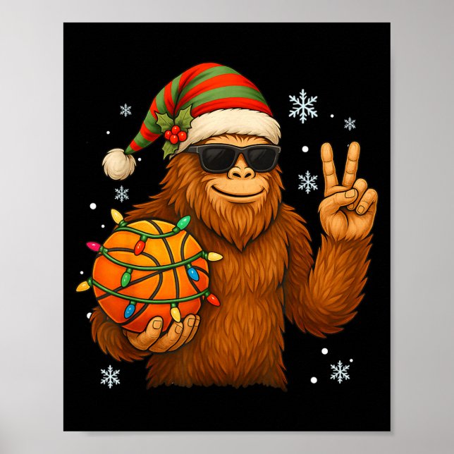 Bigfoot Santa Basketball Christmas  Poster (Framsidan)