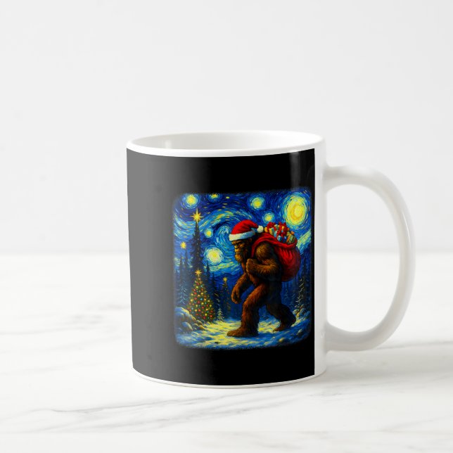 Bigfoot Santa Christmas Starry Night Sasquatch Van Kaffemugg (Höger)