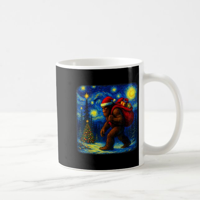 Bigfoot Santa Christmas Starry Night Sasquatch Van Kaffemugg (Höger)