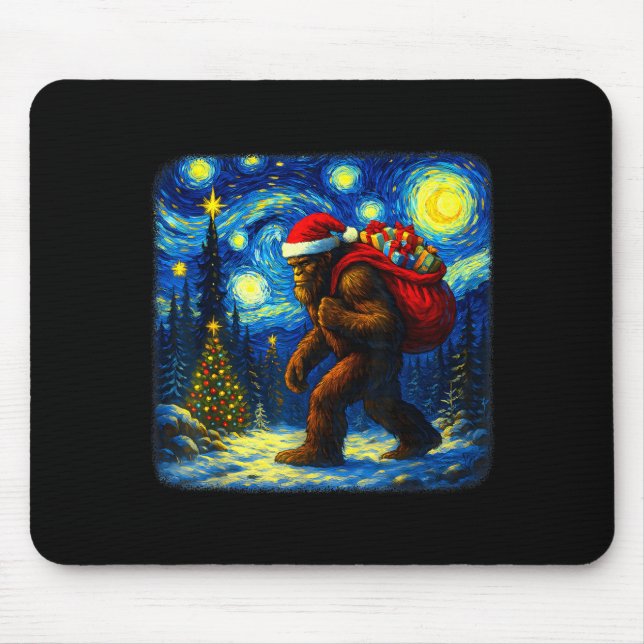 Bigfoot Santa Christmas Starry Night Sasquatch Van Musmatta (Framsidan)