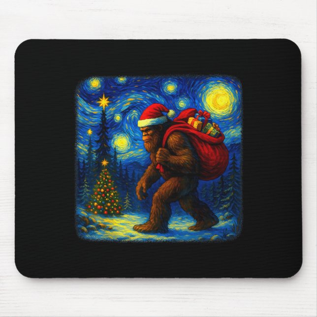 Bigfoot Santa Christmas Starry Night Sasquatch Van Musmatta (Framsidan)