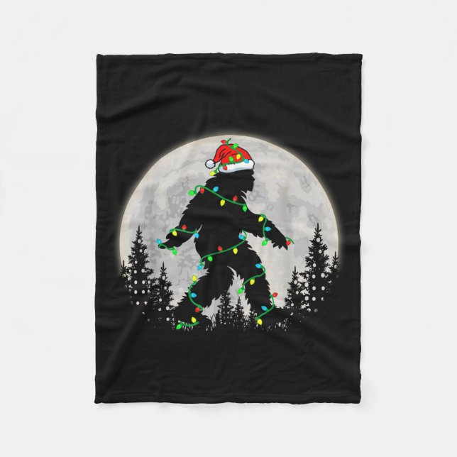 Bigfoot Santa Christmas Tree Lights Funny Xmas Sas Fleecefilt (Framsidan)