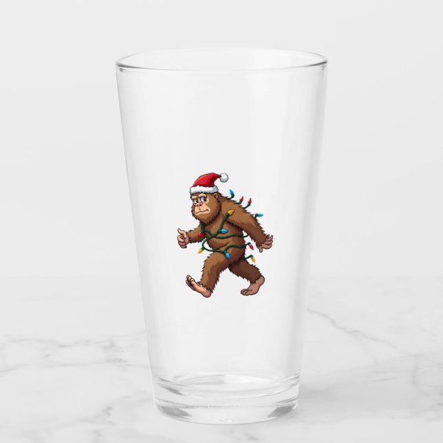 Bigfoot Santa Christmas Tree Lights Xmas Boys Men  Glaskopp (Framsida)