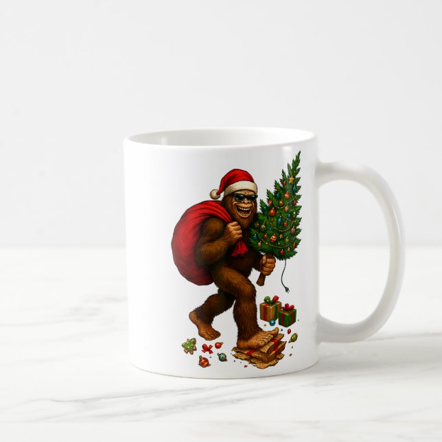 Bigfoot Santa Christmas Tree Lights Xmas Boys Men  Kaffemugg (Höger)