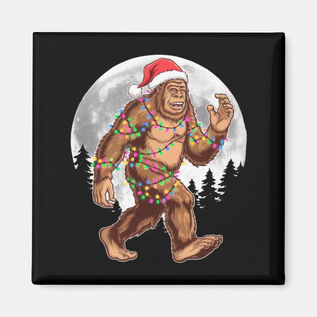 Bigfoot Santa Christmas Tree Lights Xmas Sasquatch Magnet (Framsidan)