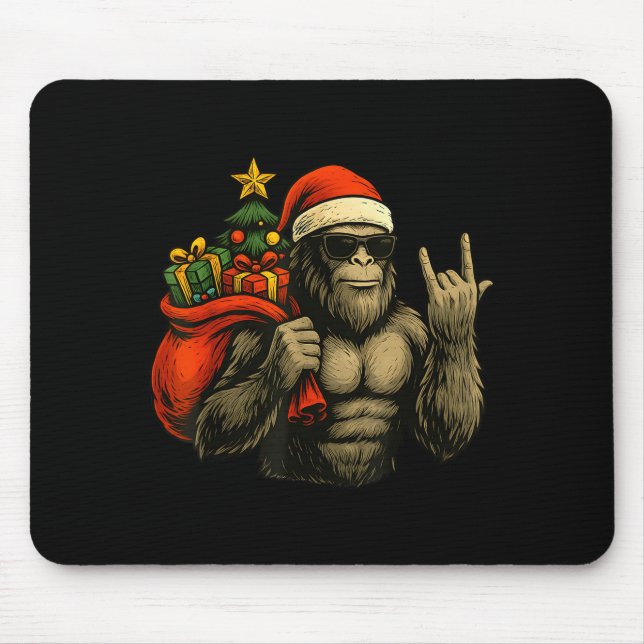 Bigfoot Santa Christmas Tree Rock On Funny Xmas Sa Musmatta (Framsidan)