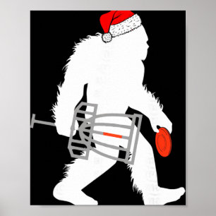 Bigfoot Santa Disc Golf Jul Disc Golfare Xmas Poster