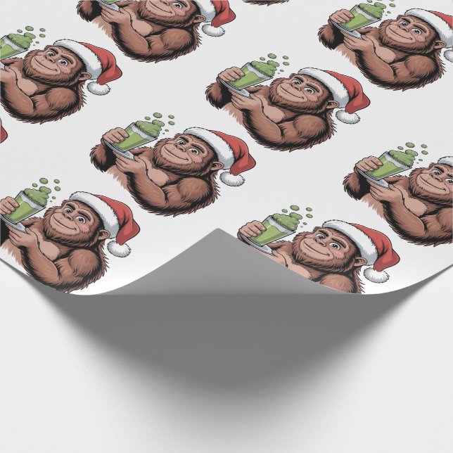 Bigfoot Santa Funny Sasquatch Holding Matcha Julaf Presentpapper (Hörn)