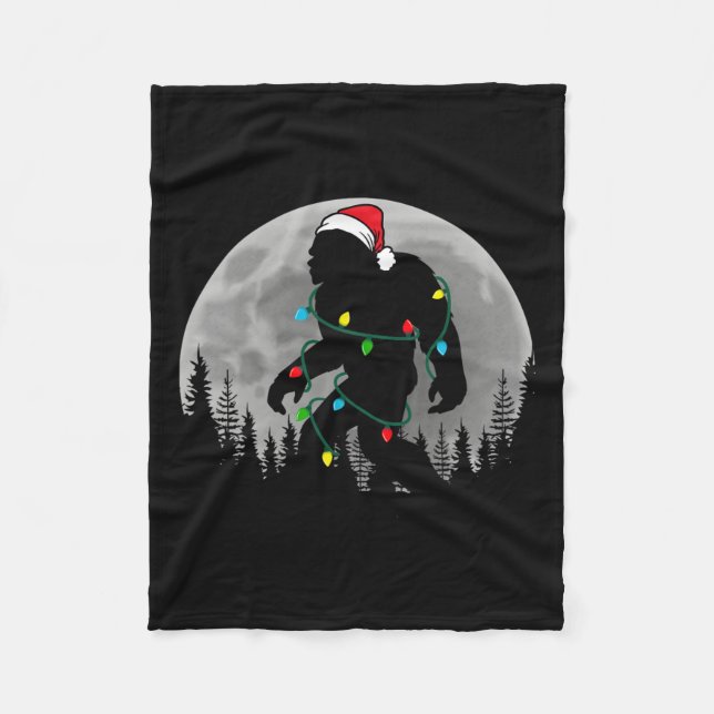 Bigfoot Santa Julgran Ljus Funny Julafton Sas Fleecefilt (Framsidan)