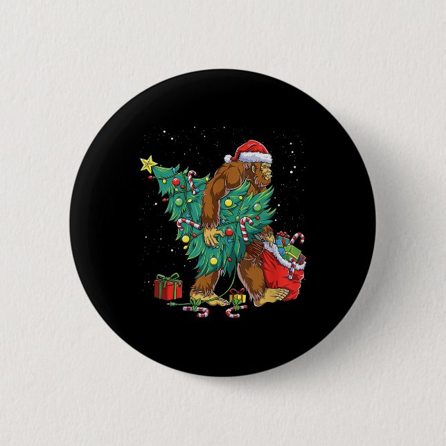 Bigfoot Santa Julgran Ljus Funny Julafton Sas Knapp (Framsida)